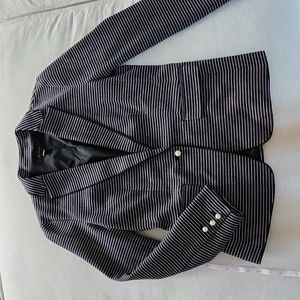 Ann Taylor Striped Blazer with Pearl Buttons